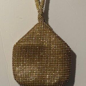 Real Collectibles By Adrienne Gold Crystal Satin Evening Cocktail Handbag